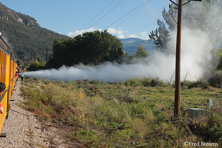 Durango and Silverton Narrow Gauge Railroad Blowdown during Brake Check